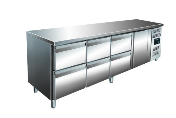PTM Kühltisch mit 1 Tür + 3x2 Schubladen,
Modell KYLJA 4160 TN