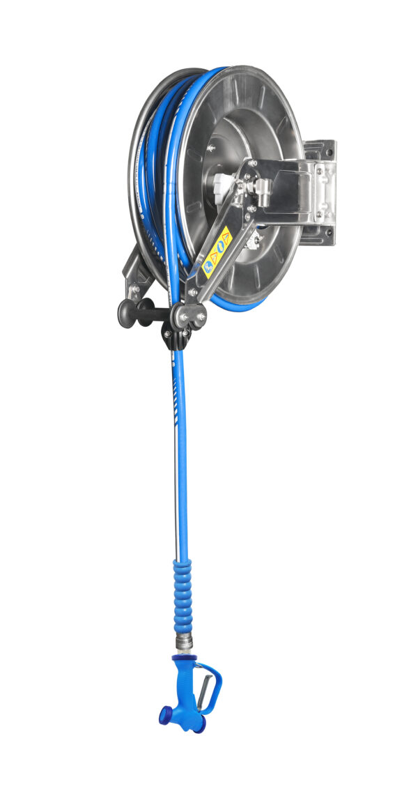 SARO Schlauchhaspel + Schlauch (10m) + Pistole,
Modell HENNINK