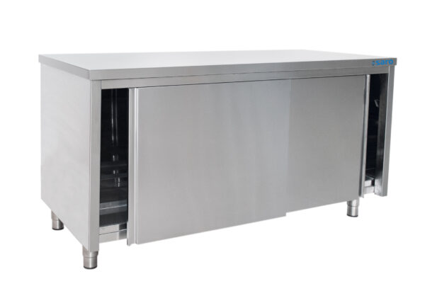PTM Edelstahlschrank Schiebetür - 600 mm Tiefe, Breite 1600mm