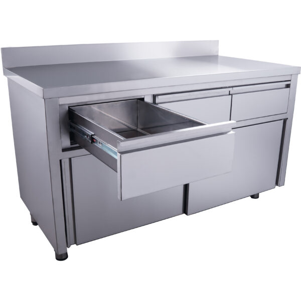PTM Schiebetürenschrank mit 3 Schubladen und Aufkantung, 1400X700mm – Bild 2