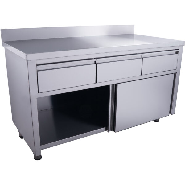 PTM Schiebetürenschrank mit 3 Schubladen und Aufkantung, 1400X700mm – Bild 3