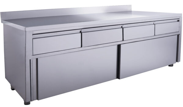 PTM Schiebetürenschrank mit 4 Schubladen und Aufkantung, 1800X700mm