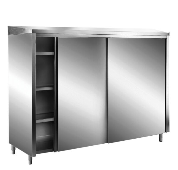 PTM Edelstahl-Lagerschrank mit Schiebetüren AISI 430, Schrägdach, 1800x700 mm