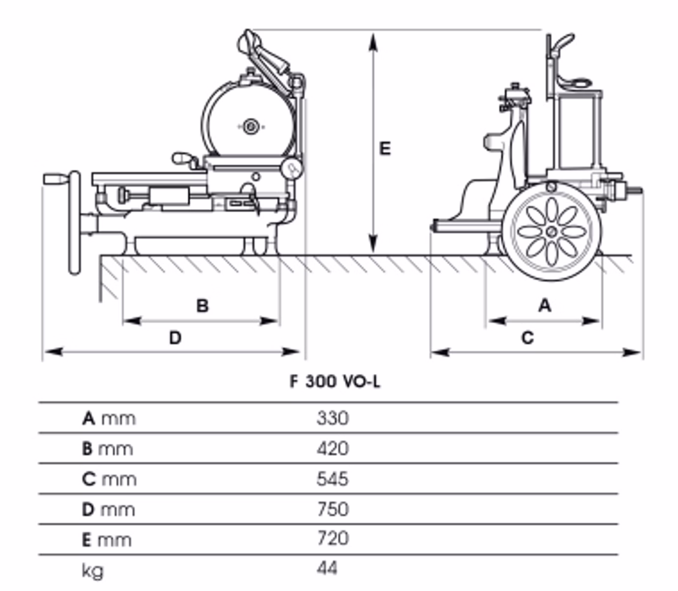 Volano f 300 VO technische Zeichnung