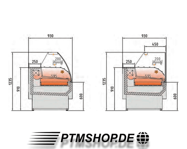 Kopie von PTM FISH COUNTER 9 – Edelstahl Fischtheke Meeresfrüchtetheke Sashimitheke