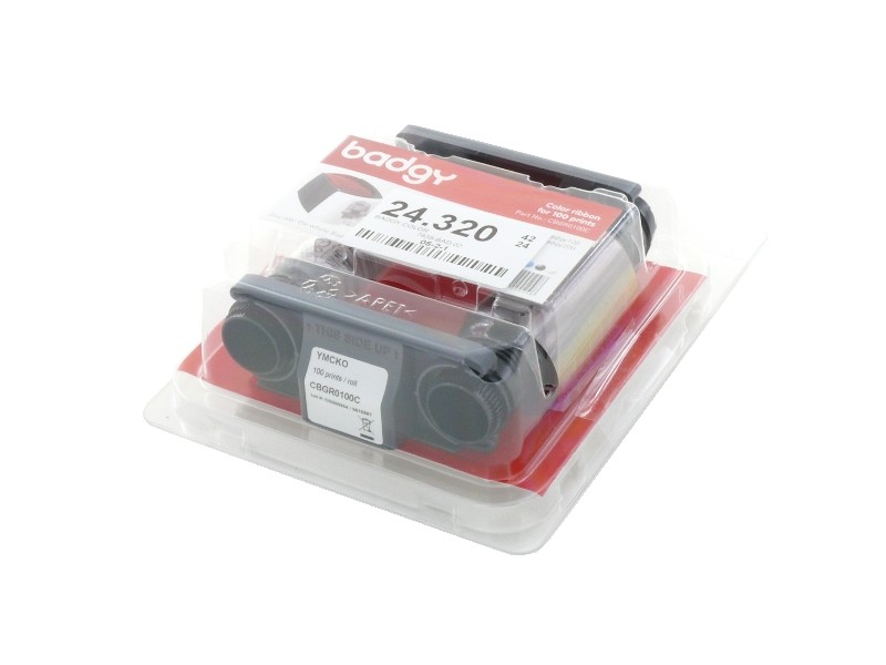 Evolis Farbband (YMCKO - 100 Druck/Rolle) für Badgy