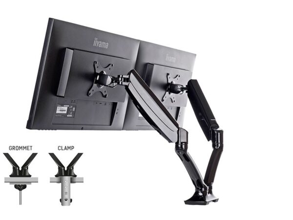 iiyama Dual-Monitorhalterung mit Gasdruckfederarm für 2 Displays bis 27"