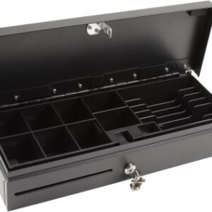 K-Lade Kassenschublade mit 8 Münzfächern, 6 Notenfächern, Separierschlitz, Mikroschalter und Schloss – kompakte Geldlade für Handel & Gastronomie