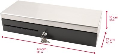 K-Lade Kassenschublade mit Edelstahl-Deckel, 8 Münzfächern, 6 Notenfächern, Separierschlitz und Schloss – robuste Geldlade für Handel & Gastronomie