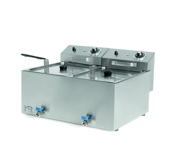 fritteuse-2x10l-dreiphasig-9kw-ablasshahn-frontansicht