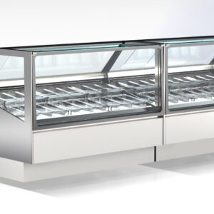 Eisvitrine „Superview“ für 24 Schalen mit LED-Beleuchtung und Luftzirkulation