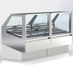 Gekühlte Konditoreivitrine „Serie 90“ mit Luftzirkulation und LED-Beleuchtung