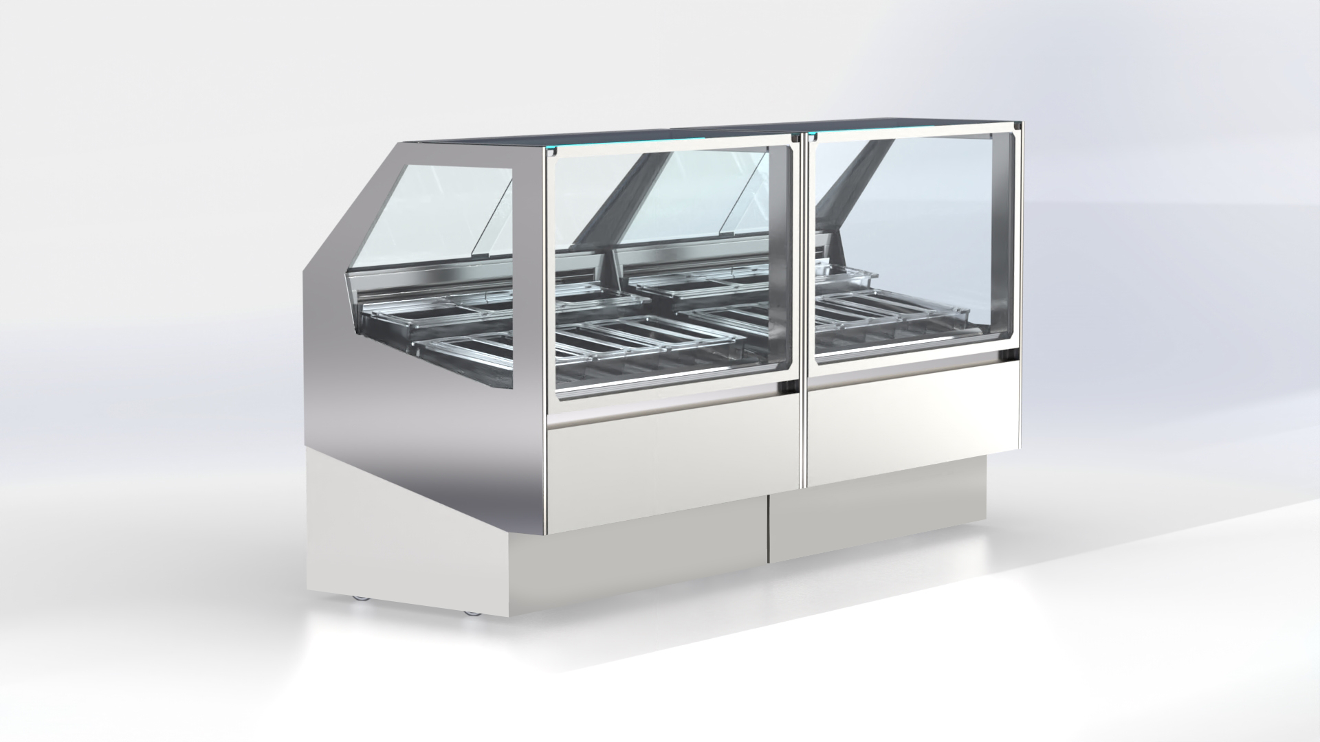 Gekühlte Konditoreivitrine „Serie 90“ mit Luftzirkulation und LED-Beleuchtung