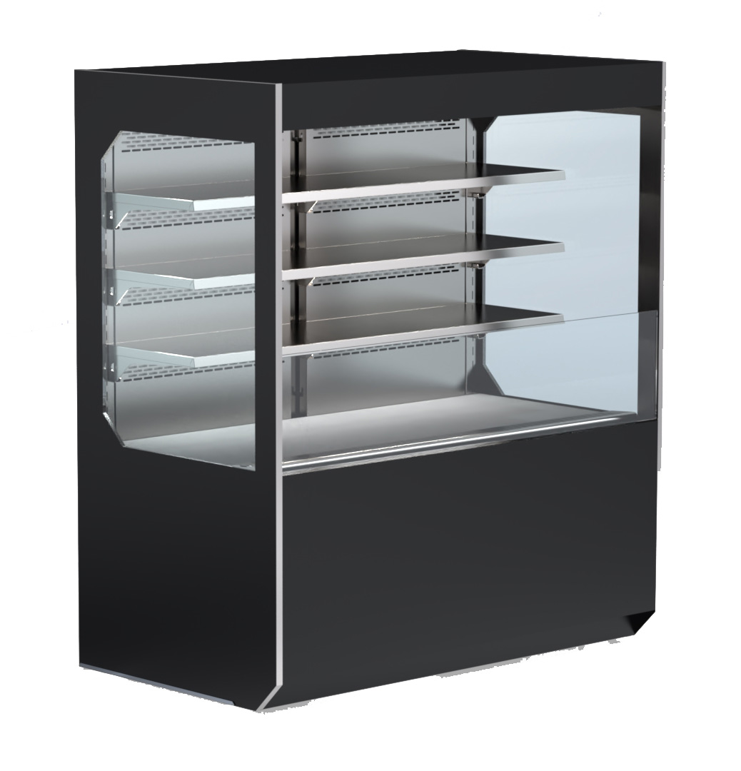 Kühlvitrine NUTRI S 210x80x140 mit LED-Beleuchtung und Corian-Dekoration