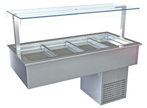 Drop in-Warmhaltevitrine 80x76x73 mit 2 GN 1/1 für Gastronomiebetriebe