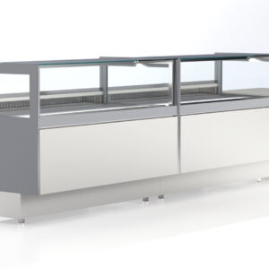 Gekühlte Konditoreivitrine Quadrata 100 mit Luftzirkulation und LED-Beleuchtung