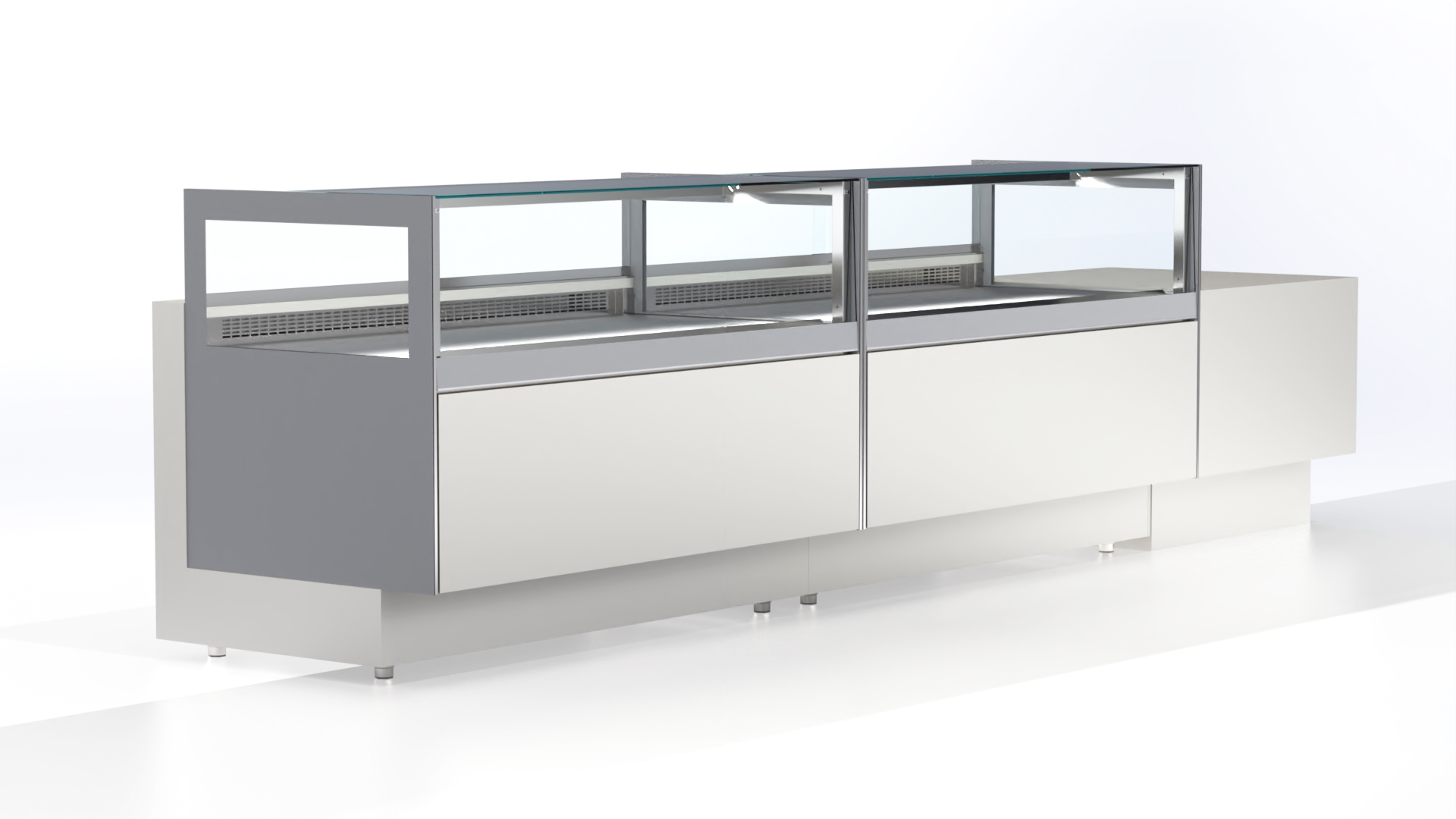 Gekühlte Konditoreivitrine Quadrata 100 mit Luftzirkulation und LED-Beleuchtung