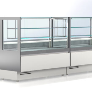 Gekühlte Konditoreivitrine Quadrata 80/140 mit LED-Beleuchtung und Luftzirkulation