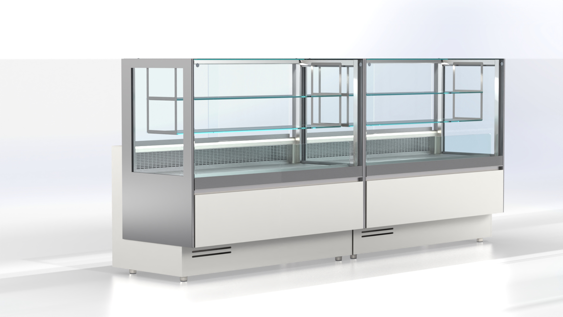 Gekühlte Konditoreivitrine Quadrata 80/140 mit LED-Beleuchtung und Luftzirkulation