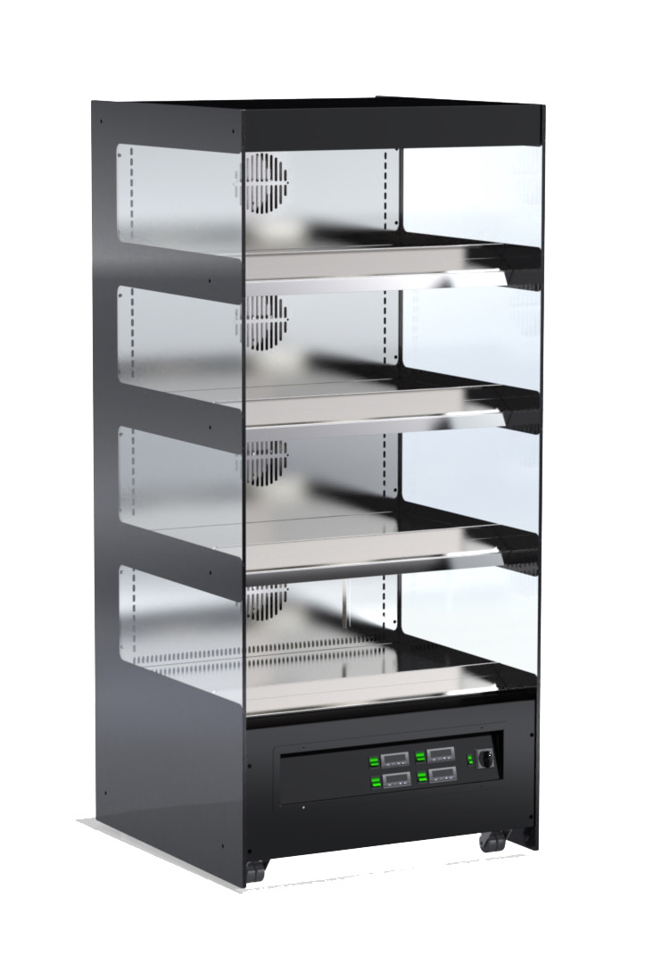 Beheizte Vitrine mit 4 Ablagen 80x80x180 für Gastronomie