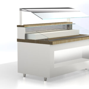 Beheizte Edelstahl-Warmhaltevitrine mit 2 Ebenen und Ablage für Geschirr