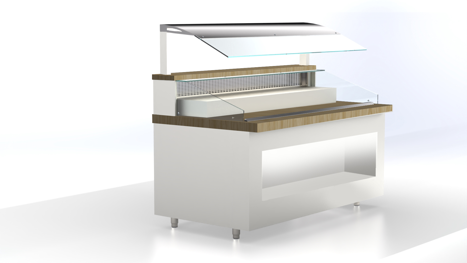 Beheizte Edelstahl-Warmhaltevitrine mit 2 Ebenen und Ablage für Geschirr