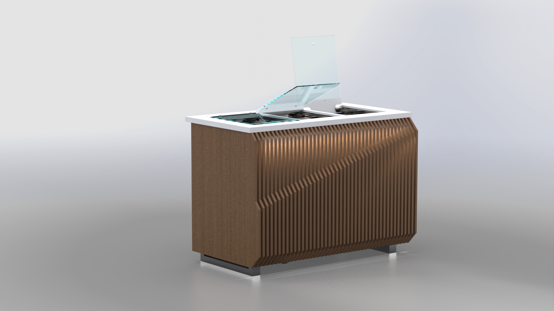 Kühlvitrine 'Statisch' für 4 Platten 140x80x90 mit dekorativem Design