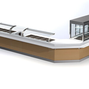 Warmhaltevitrine Selbstbedienung 178x90x120 mit Dekoration und 5 GN1/1 Fächern