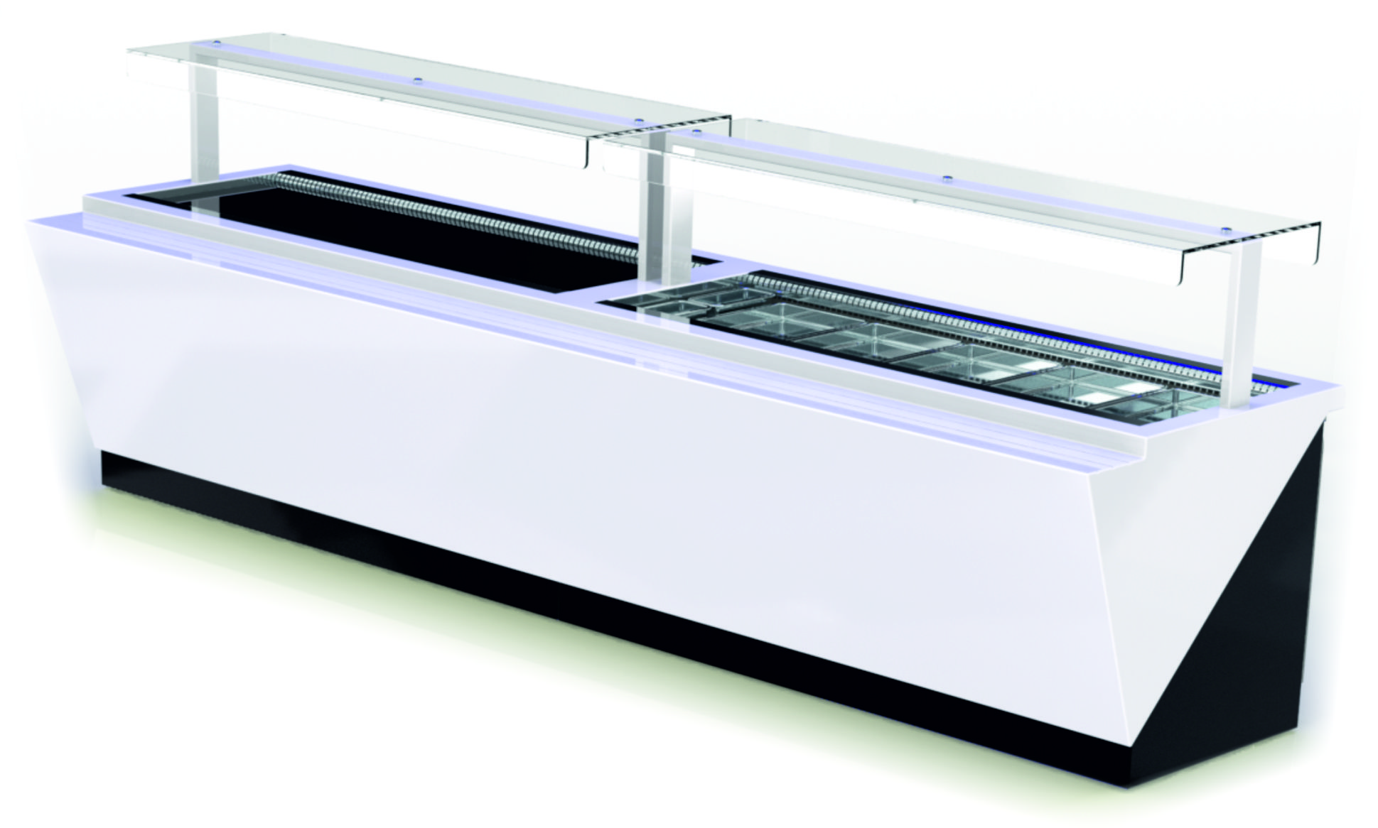 Beheizte Selbstbedienungs-Warmhaltevitrine 199 x 110 x 125 mit 5GN 1/1