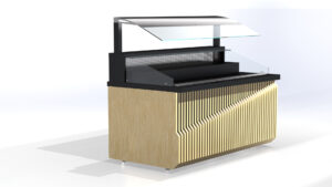 Beheizte Selbstbedienungs-Warmhaltevitrine ECO 188x90x125 mit Dekoration