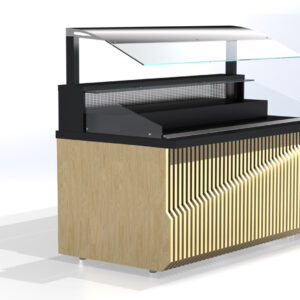 Beheizte Selbstbedienungs-Warmhaltevitrine ECO 188x90x125 mit Dekoration