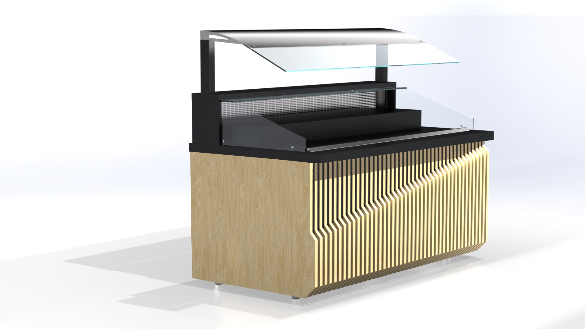 Beheizte Selbstbedienungs-Warmhaltevitrine ECO 188x90x125 mit Dekoration