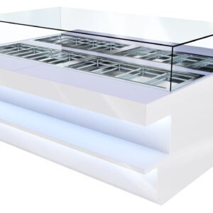 Beheizte Kompakt-Selbstbedienungs-Warmhaltevitrine für 10 GN-Behälter