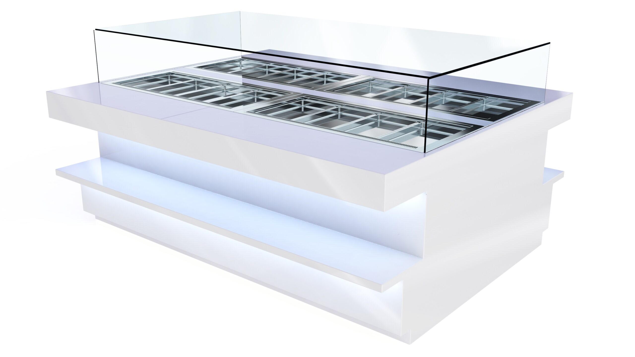 Beheizte Kompakt-Selbstbedienungs-Warmhaltevitrine für 10 GN-Behälter