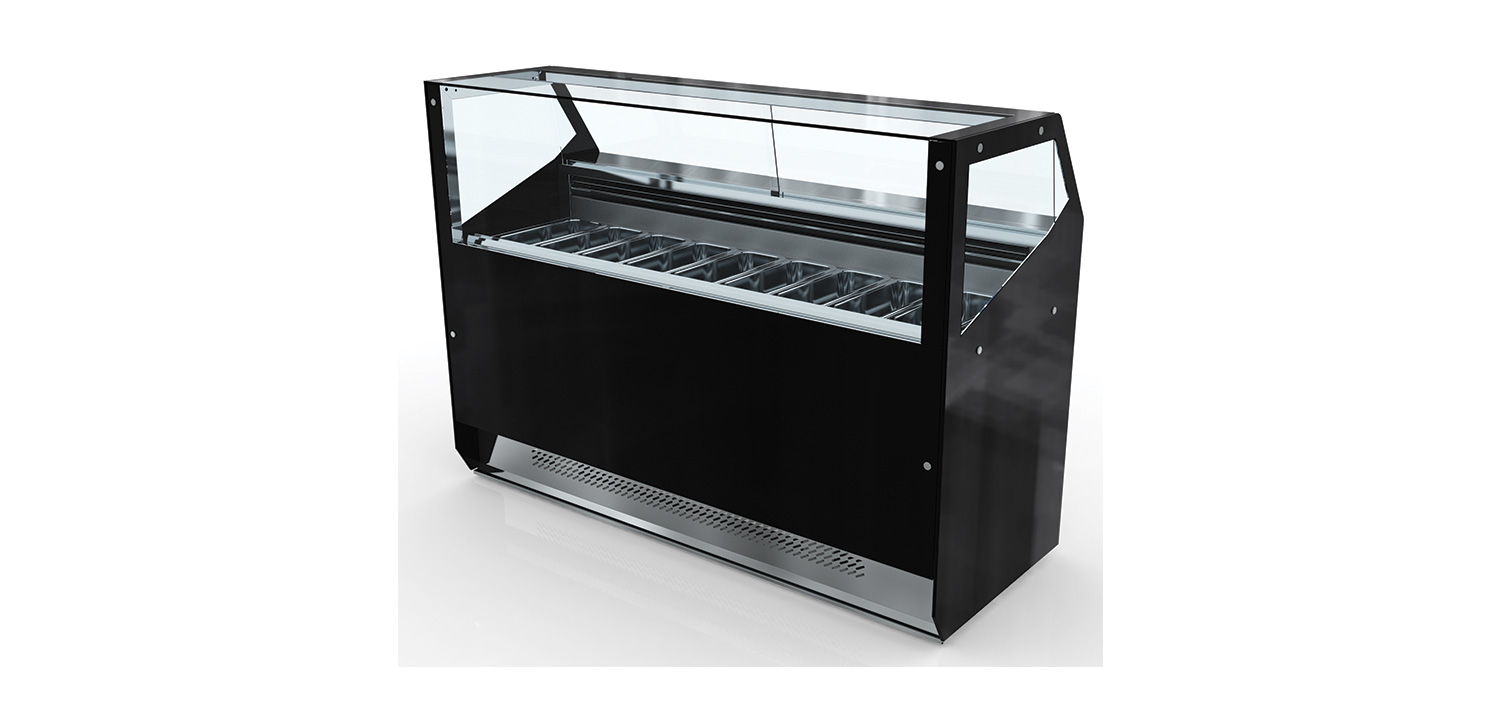 Gekühlte Konditoreivitrine Serie 70 mit LED-Beleuchtung und Luftzirkulation