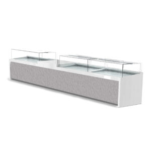 Warmhaltevitrine 190x90x120 Serie 75/90 mit geradem Glas und LED-Beleuchtung