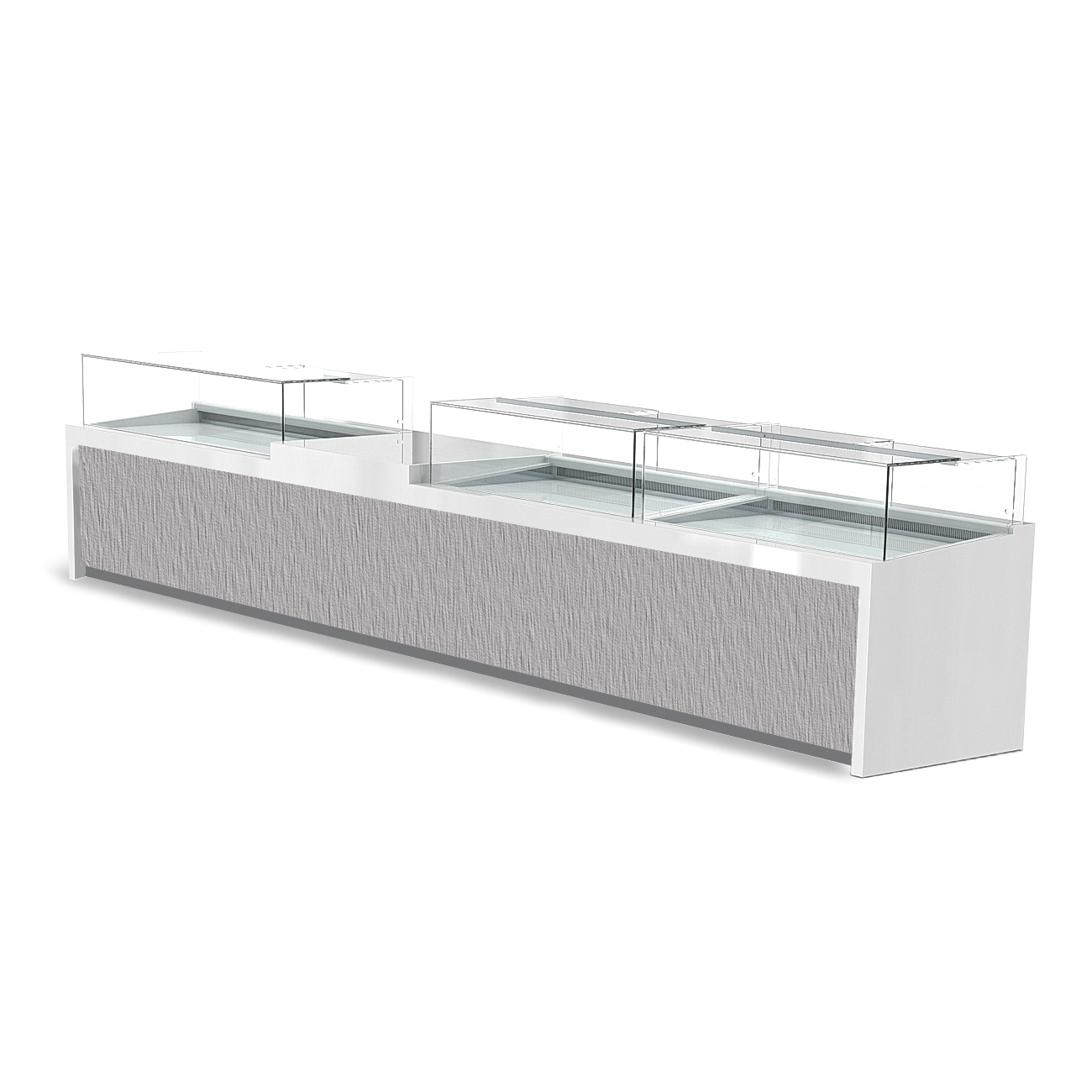 Warmhaltevitrine 190x90x120 Serie 75/90 mit geradem Glas und LED-Beleuchtung
