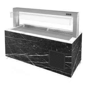 Beheizte Selbstbedienungs-Warmhaltevitrine Classic 184 x 110 x 125 cm mit 5 GN 1/1