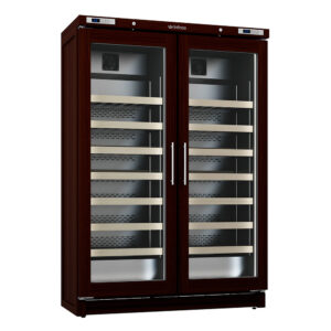 Weinkühlschrank EVV200MX mit edlem Holzdekor und 2 Glastüren