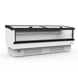 Supermarkt-Tiefkühltruhe in Weiß oder Anthrazit mit Panoramafront