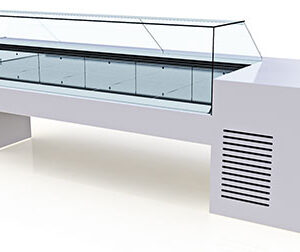 Neutraler Zähler 'Snow Series' 120x110x87 in einer Gastronomieküche