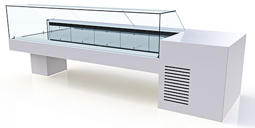 Neutraler Zähler 'Snow Series' 120x110x87 in einer Gastronomieküche