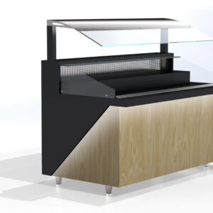 Beheizte Edelstahl-Warmhaltevitrine mit 2 Ebenen und 6 GN 1/1 Fassungsvermögen