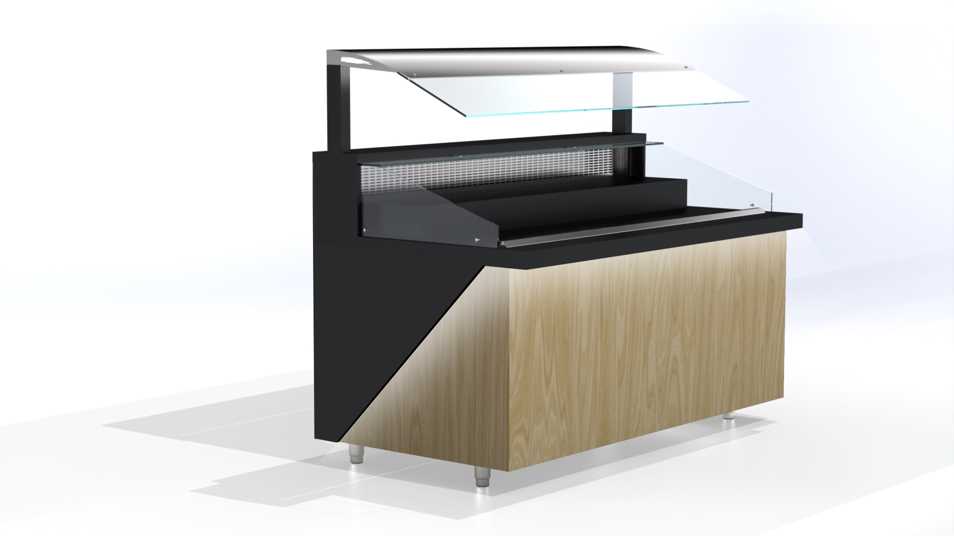 Beheizte Edelstahl-Warmhaltevitrine mit 2 Ebenen und 6 GN 1/1 Fassungsvermögen