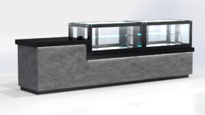 Beheizte modulare Vitrine 160x70x102 mit LED-Beleuchtung und Glasablage