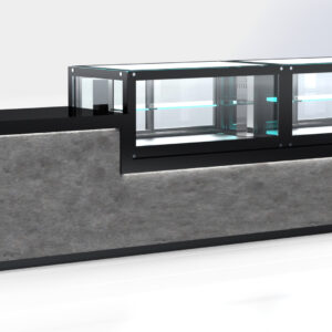 Beheizte modulare Vitrine 160x70x102 mit LED-Beleuchtung und Glasablage