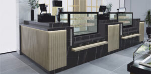 Beheizte modulare Vitrine 200x70x130 mit LED-Beleuchtung und Glasböden