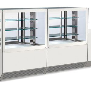 Beheizte modulare Vitrine 160x80x140 cm mit 3 Glasböden und LED-Beleuchtung