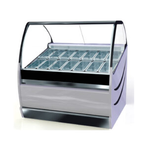 Eisvitrine Rotonda für 24 Bleche mit LED-Beleuchtung und Luftzirkulation