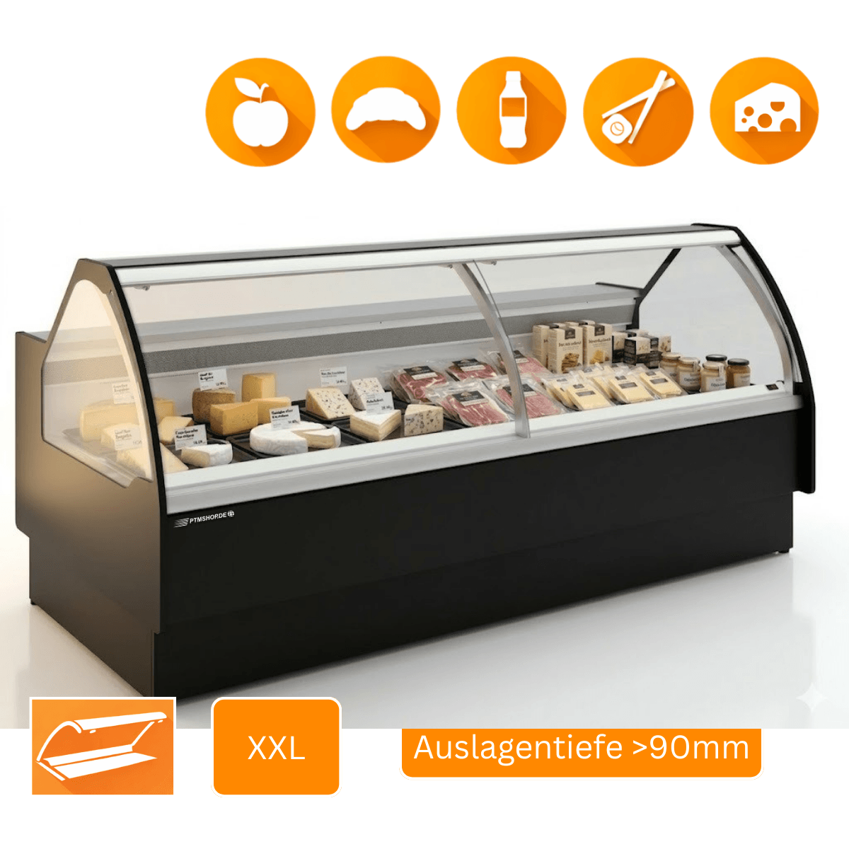 PTM XXL statische Verkaufstheke mit 900 mm Auslagetiefe